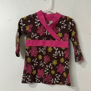 Tea Collection Brown and Pink Floral Kids Dress